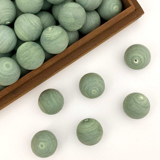 Antique Green Tinted Spun Cotton Balls for Spun Cotton Figures ~ 6 pcs ~ 1" ~ 24mm