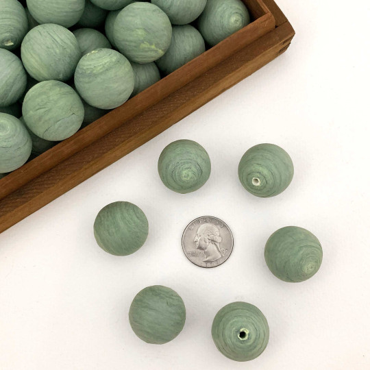 Antique Green Tinted Spun Cotton Balls for Spun Cotton Figures ~ 6 pcs ~ 1" ~ 24mm