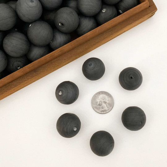 Black Tinted Spun Cotton Balls for Spun Cotton Figures ~ 6 pcs ~ 1" ~ 24mm