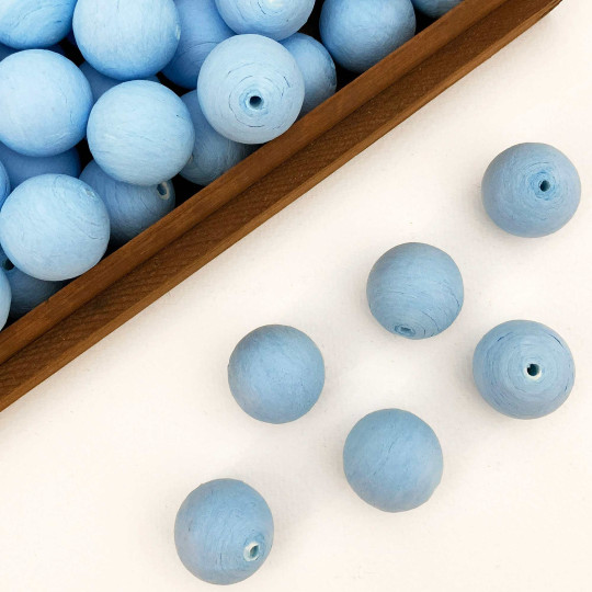 Light Blue Tinted Spun Cotton Balls for Spun Cotton Figures ~ 6 pcs ~ 1" ~ 24mm