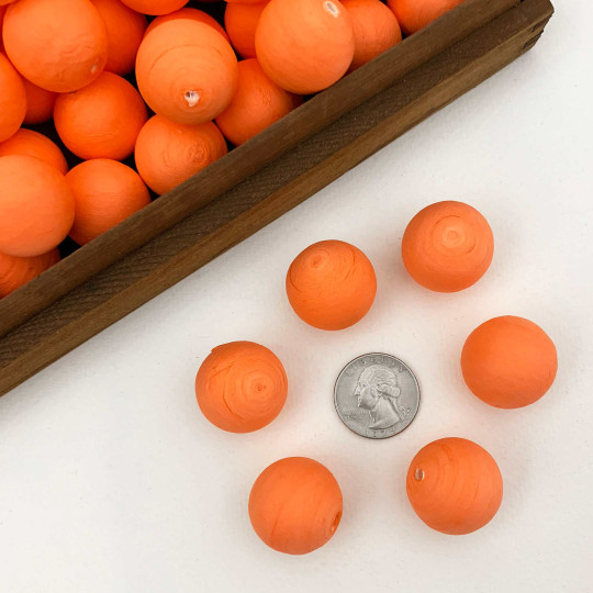 Orange Tinted Spun Cotton Balls for Spun Cotton Figures ~ 6 pcs ~ 1" ~ 24mm