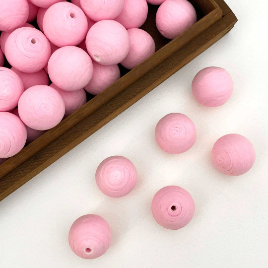 Pink Tinted Spun Cotton Balls for Spun Cotton Figures ~ 6 pcs ~ 1" ~ 24mm