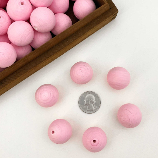 Pink Tinted Spun Cotton Balls for Spun Cotton Figures ~ 6 pcs ~ 1" ~ 24mm
