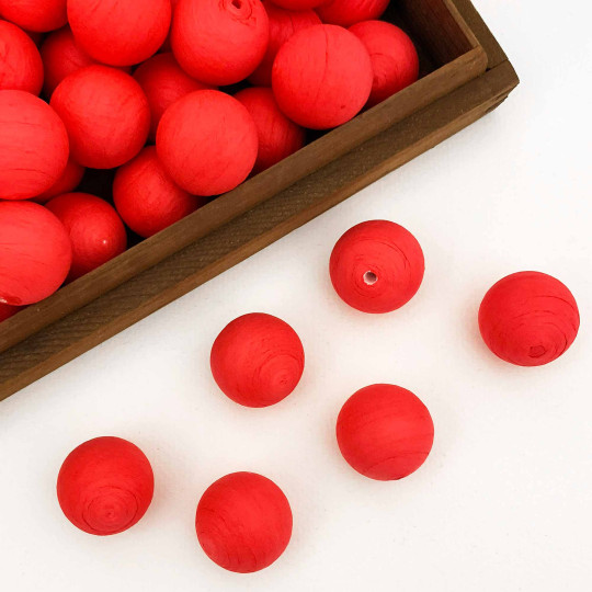 Red Tinted Spun Cotton Balls for Spun Cotton Figures ~ 6 pcs ~ 1" ~ 24mm