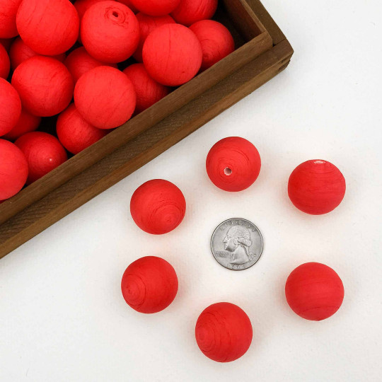 Red Tinted Spun Cotton Balls for Spun Cotton Figures ~ 6 pcs ~ 1" ~ 24mm