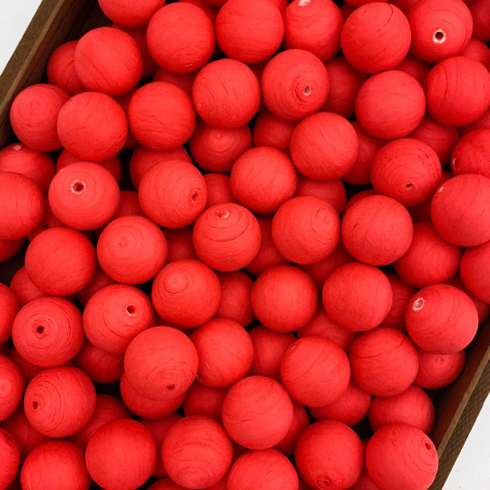 Red Tinted Spun Cotton Balls for Spun Cotton Figures ~ 6 pcs ~ 1" ~ 24mm