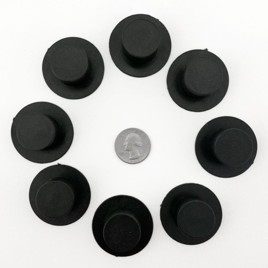 8 XL Plastic Black Top Hats ~ 3/4" tall x 1-5/8" across brim ~ Matte Black