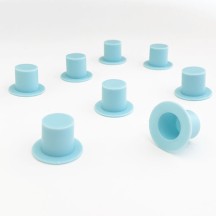 8 Medium Plastic Top Hats ~ 5/8" tall x 7/8" across brim ~ Light Blue