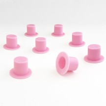 8 Medium Plastic Top Hats ~ 5/8" tall x 7/8" across brim ~ Light Pink