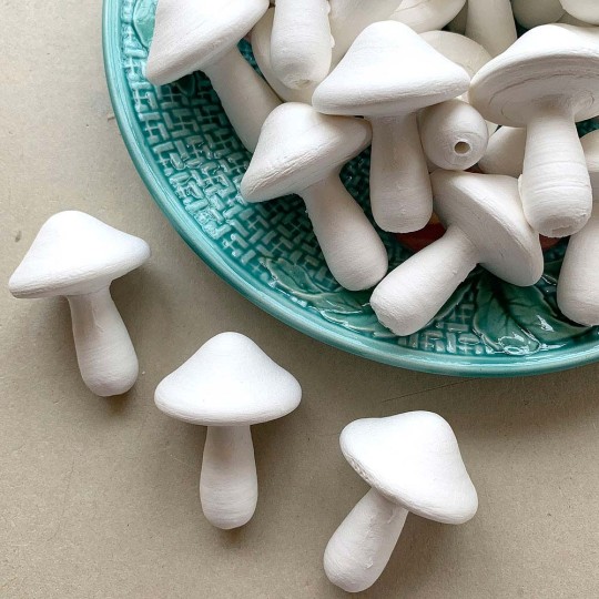 5 Spun Cotton Mushrooms 1-7/8" for Vintage Crafts