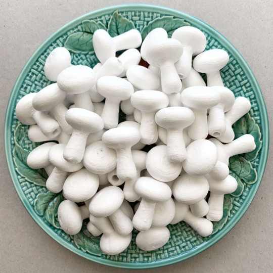 6 Spun Cotton Mushrooms Blank Craft Shapes 1-3/8" ~ Czech Republic