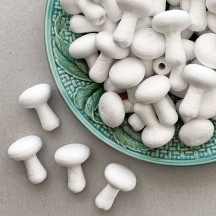 6 Spun Cotton Mushrooms Blank Craft Shapes 1-3/8" ~ Czech Republic