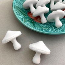 Spun Cotton Blank Mushroom Ornaments with Top Hole ~ 1-1/2" Tall for Christmas Crafts ~ 8 pcs.