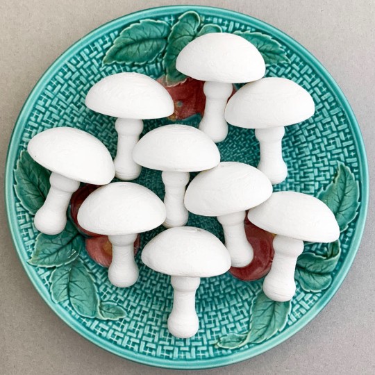 Large Spun Cotton Blank Mushroom Ornaments with Top Hole ~ 2-1/8" Tall for Christmas Crafts ~ 6 pcs.