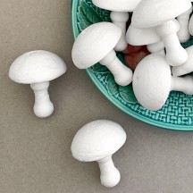 Large Spun Cotton Blank Mushroom Ornaments with Top Hole ~ 2-1/8" Tall for Christmas Crafts ~ 6 pcs.