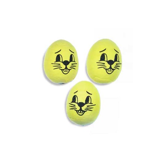 3 Medium Spun Cotton Bunny Heads in Yellow 1-1/4"