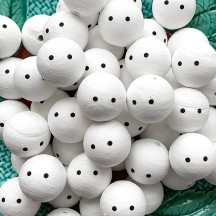 3 Medium Spun Cotton Snowman or Ghost Heads with Just Eyes 1"