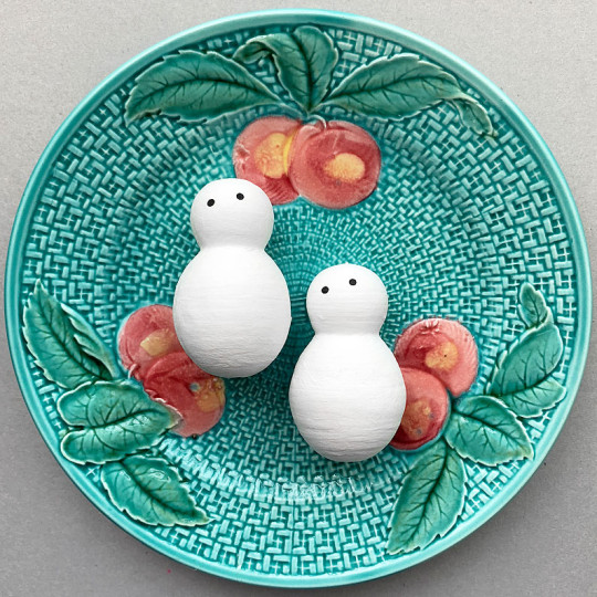4 Spun Cotton Snowmen with Just Eyes 2-1/2" for Vintage Style Crafts