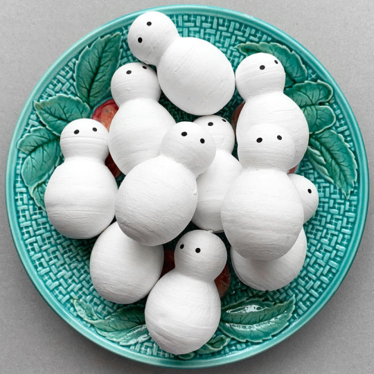 4 Spun Cotton Snowmen with Just Eyes 2-1/2" for Vintage Style Crafts