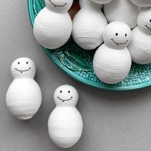 4 Spun Cotton Snowmen with Sweet Smile 2-1/2" for Vintage Style Crafts