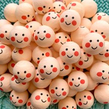 5 Small Spun Cotton Rosy Cheek Elf or Doll Heads in Natural 3/4"