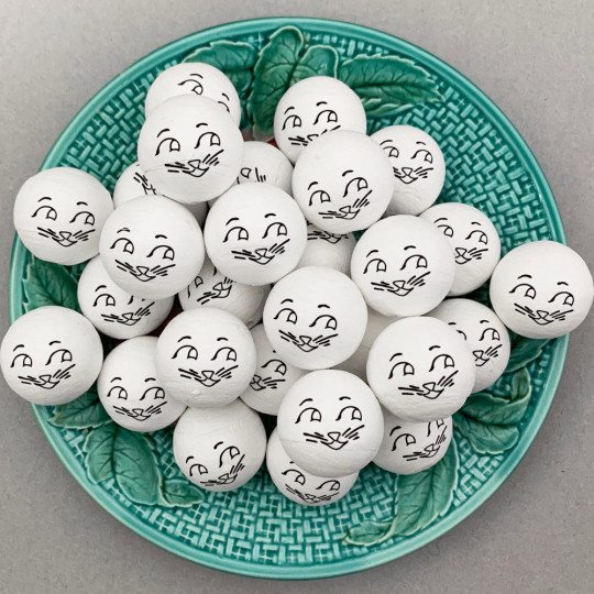 5 Large Spun Cotton Bunny or Cat Heads in White 1-1/4" (31mm)