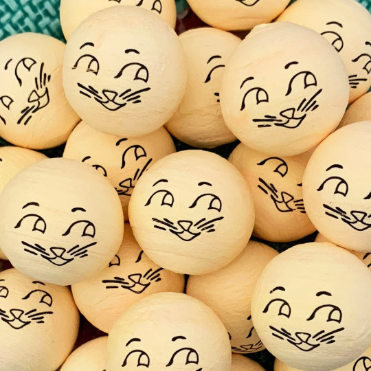 5 Large Spun Cotton Bunny or Cat Heads in Pale Yellow 1-1/4" (31mm)