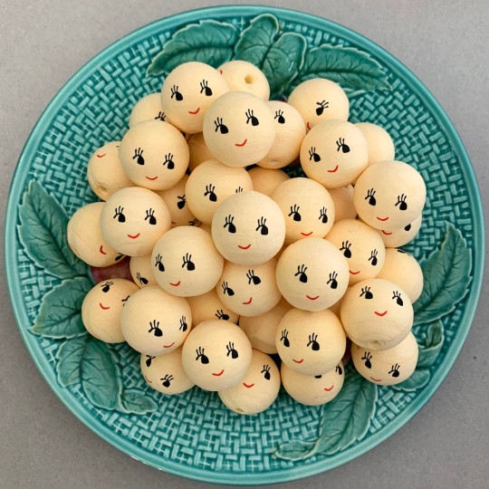 5 Spun Cotton Elf or Doll Heads in Pale Yellow 1" (24mm)
