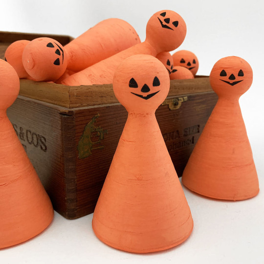 4 XL Spun Cotton Pumpkin Jack-O-Lantern Figures in Orange ~ 4" tall