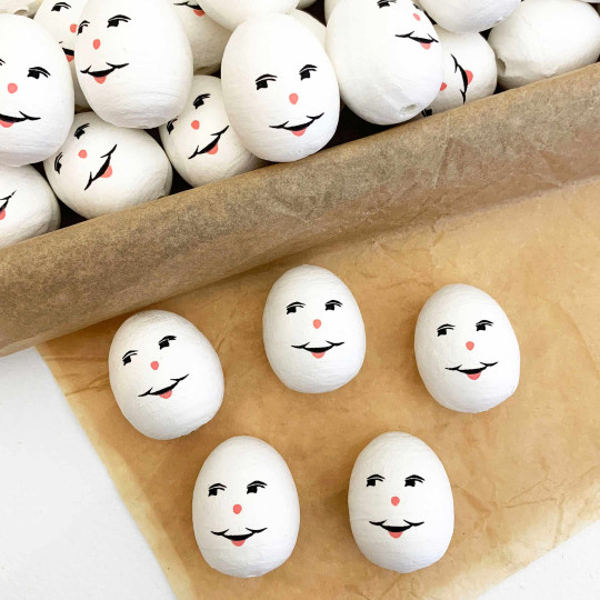 5 Spun Cotton Humpty Dumpty, Eggman or Snowman Heads in White 1-1/8" (30x24mm)
