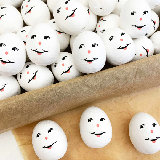 5 Spun Cotton Humpty Dumpty, Eggman or Snowman Heads in White 1-1/8" (30x24mm)