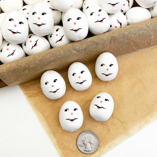5 Spun Cotton Humpty Dumpty, Eggman or Snowman Heads in White 1-1/8" (30x24mm)