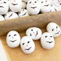5 Spun Cotton Humpty Dumpty, Eggman or Snowman Heads in White 1-1/8" (30x24mm)