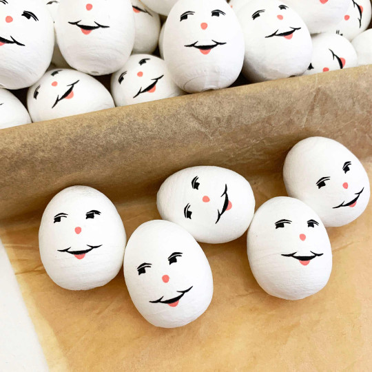 5 Spun Cotton Humpty Dumpty, Eggman or Snowman Heads in White 1-1/8" (30x24mm)
