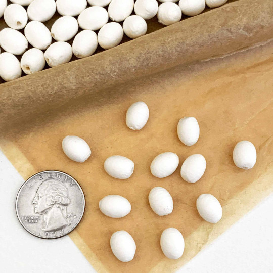 12 Tiny Spun Cotton Elf Feet, Eggs or Berries ~ 11 x 8mm
