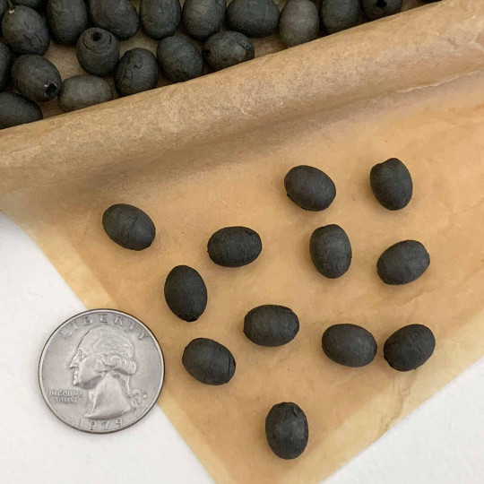 12 Black Tiny Spun Cotton Elf Feet, Eggs or Berries ~ 11 x 8mm
