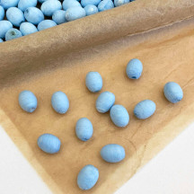 12 Light Blue Tiny Spun Cotton Elf Feet, Eggs or Berries ~ 11 x 8mm