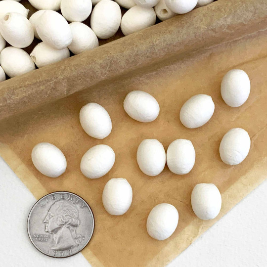 12 Small Spun Cotton Elf Feet, Eggs or Berries ~ 14 x 11mm