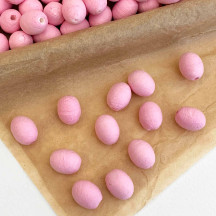12 Light Pink Small Spun Cotton Elf Feet, Eggs or Berries ~ 14 x 11mm