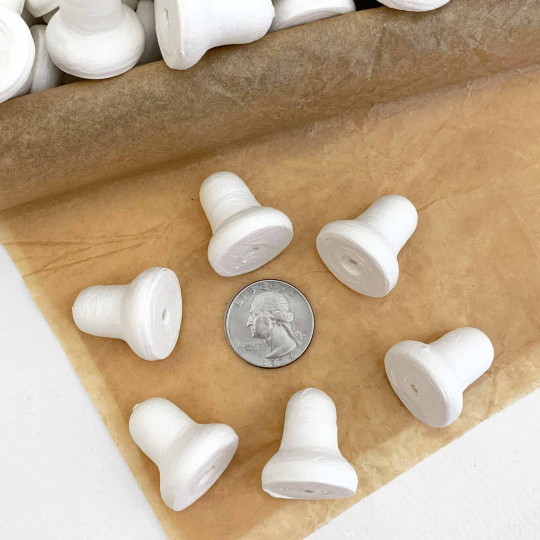 6 Small Spun Cotton Bells ~ 25mm