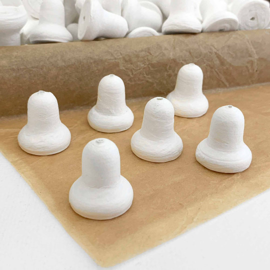 6 Small Spun Cotton Bells ~ 25mm