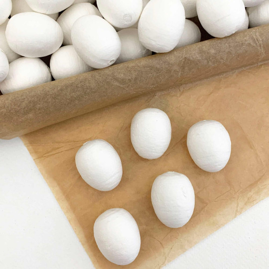 6 Spun Cotton White Eggs or Berries ~ 30mm