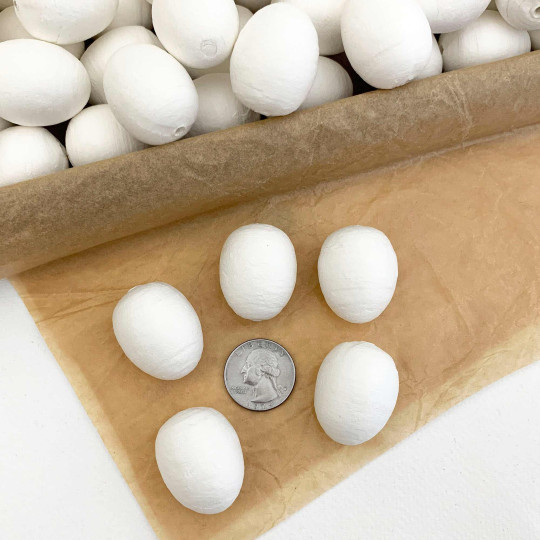 6 Spun Cotton White Eggs or Berries ~ 30mm