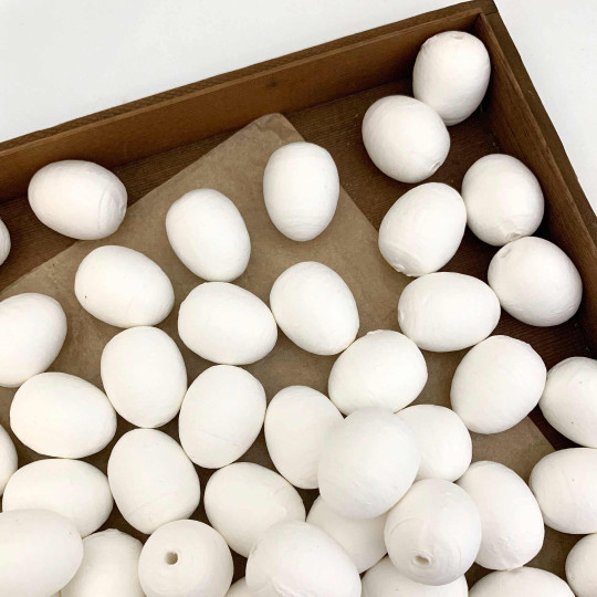 6 Spun Cotton White Eggs or Berries ~ 30mm