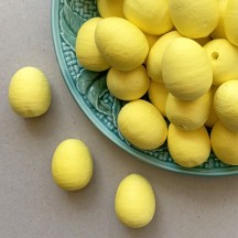 5 Spun Cotton Yellow Eggs or Berries 1-1/8" ~ Czech Republic