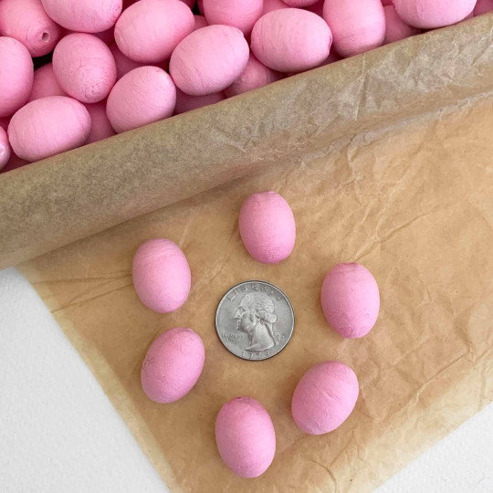 12 Spun Cotton Pink Eggs or Berries ~ 21mm