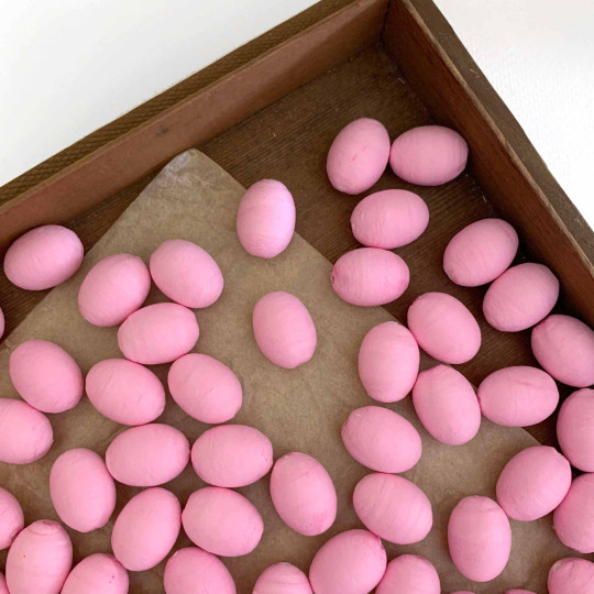12 Spun Cotton Pink Eggs or Berries ~ 21mm