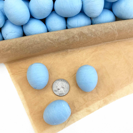 6 Spun Cotton Blue Eggs ~ 35mm