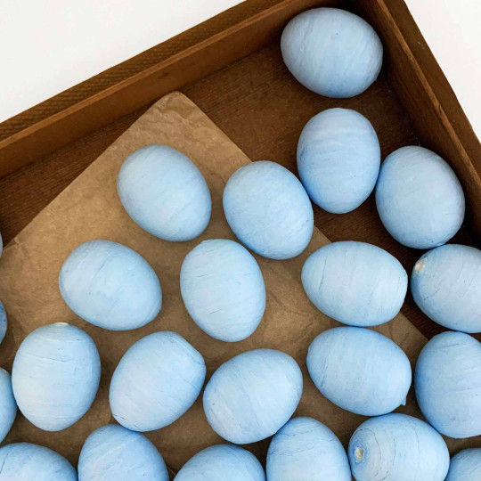 6 Spun Cotton Blue Eggs ~ 35mm