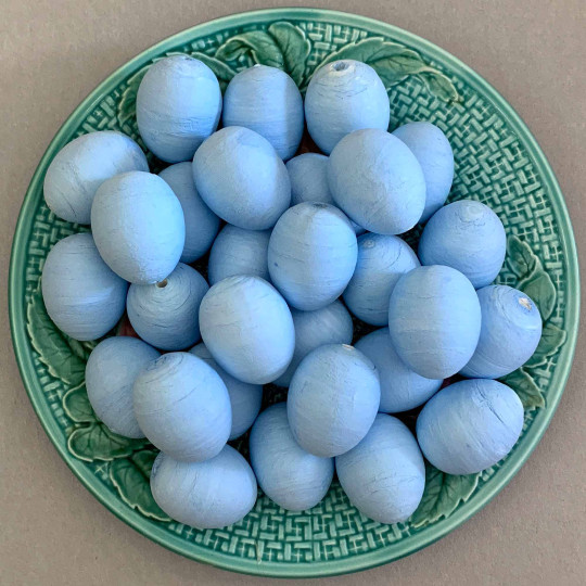 6 Spun Cotton Blue Eggs ~ 35mm